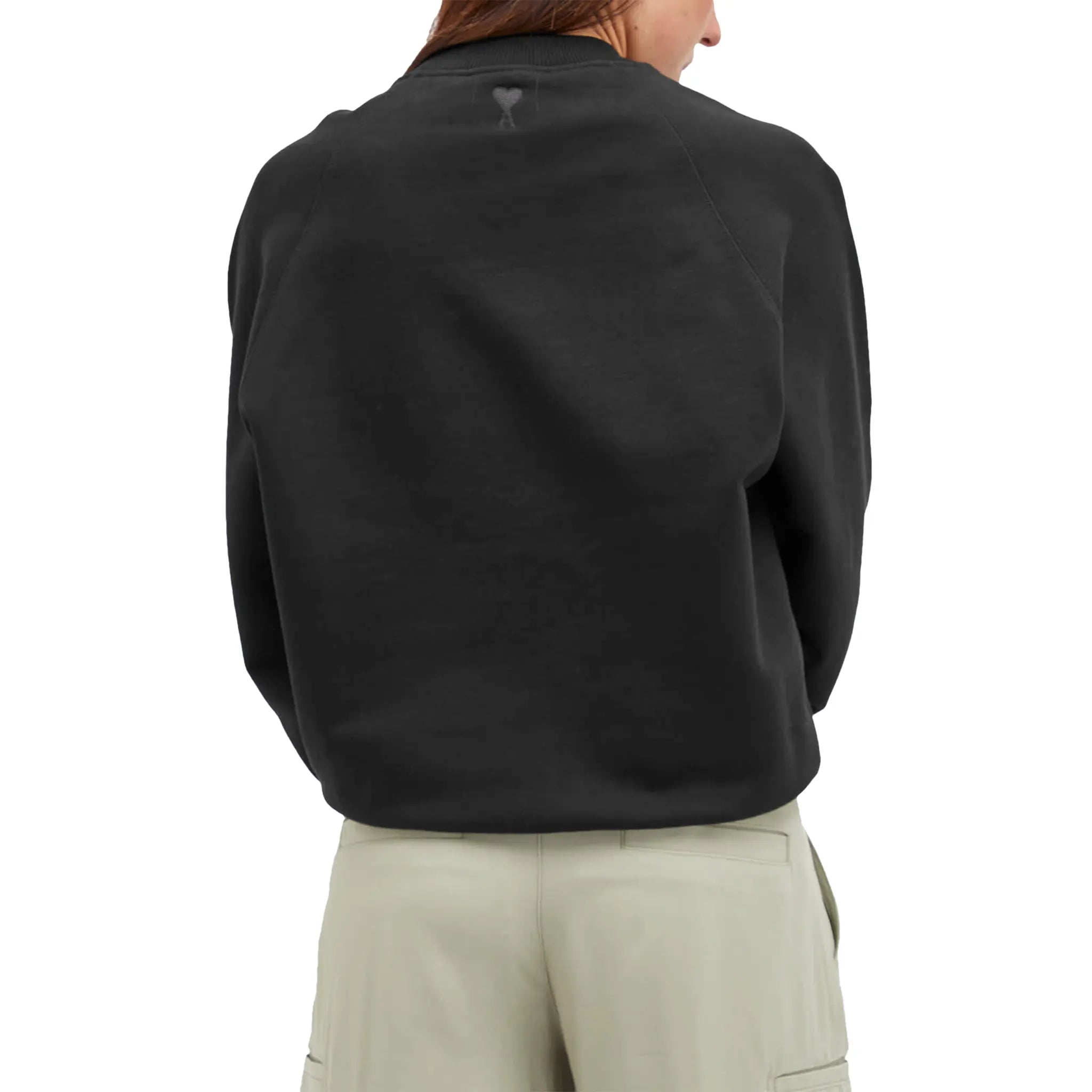 Model back view of Ami Paris Ami Alexandre Mattiussi Black Sweatshirt USW024747001